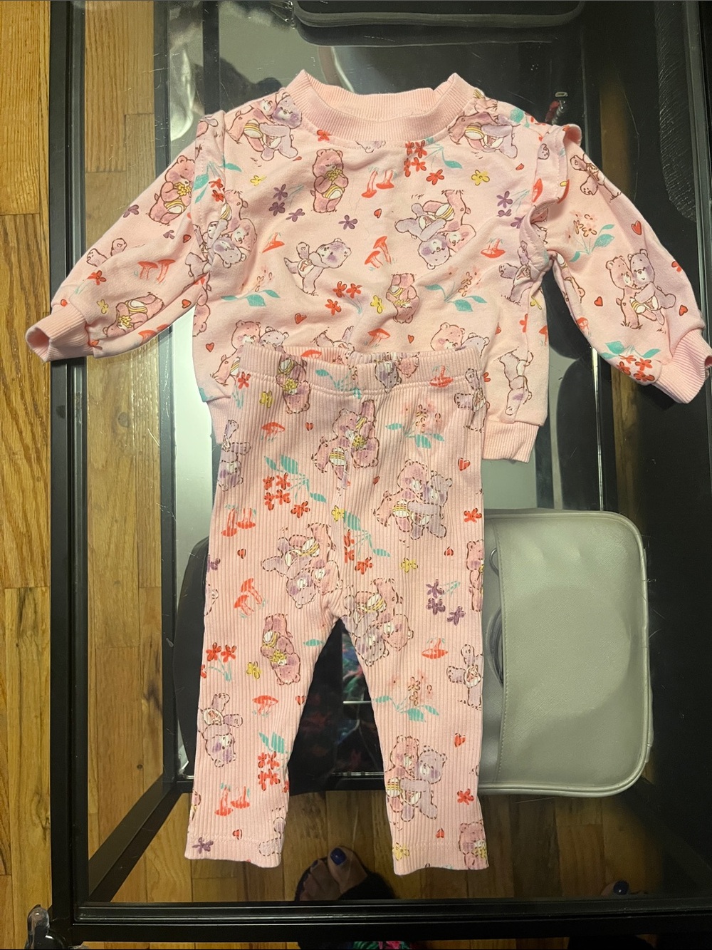 Care Bears Pink Floral Print Matching Top & Leggings Set
